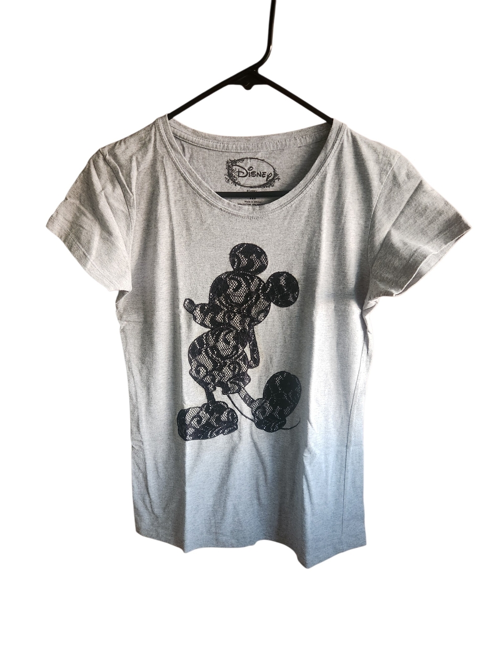 Disney Gray Tee with Black Mickey Silhouette